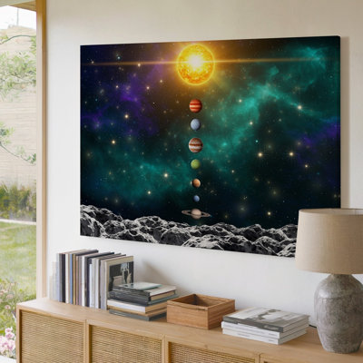 Canvas A Mesmerizing Celestial Scene Unfolds With A Luminous Full Moon Wall Art At Its Center Radiating A Soft Silvery Glow That Canvas Wall Art