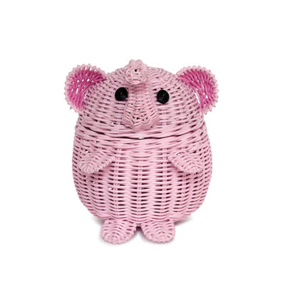 Panier de rangement en rotin avec couvercle Gelsey Elephant