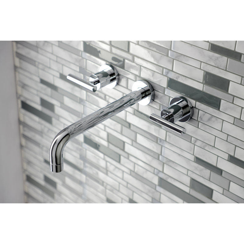 Kingston Brass Manhattan Two-Handle 3-Hole Wall Mount Roman Tub Faucet, Polished Chrome
