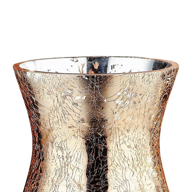 Rose Gold Handblown Glass Hurricane Candle Holder