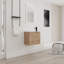 Meuble-lavabo mural avec lavabo en céramique et porte à fermeture en douceur, chêne imitation-1035103084
