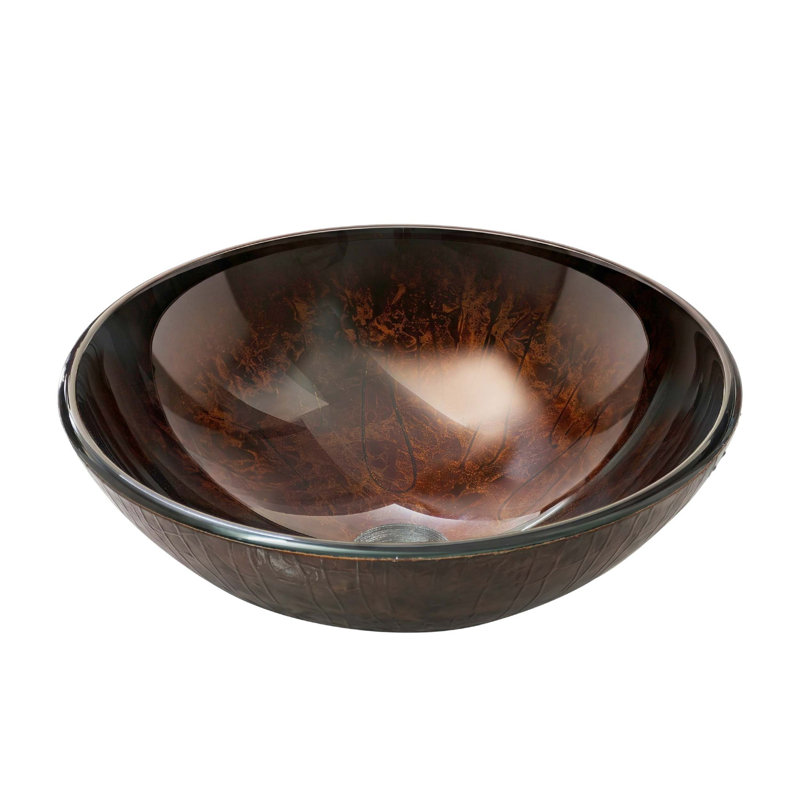 Lavabo vasque en verre trempé Amber, lavabo de salle de bain rond texturé artistique, lavabo de comptoir