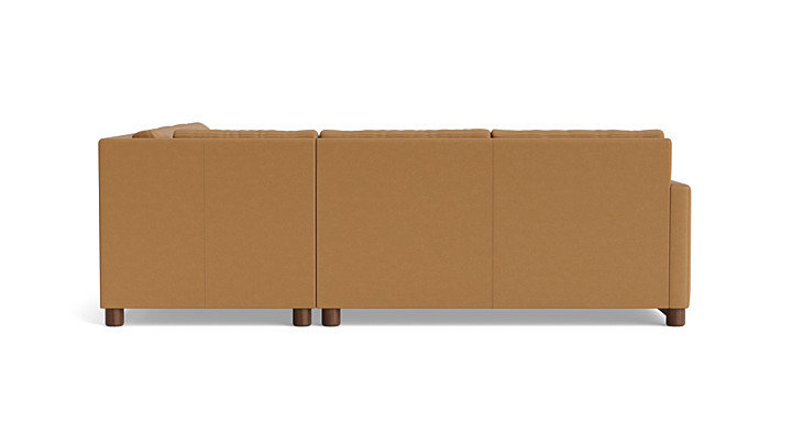 Reve Leather Sleeper Sectional (112" x 95"), Corner On Right, Leather - Butterscotch