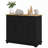 Sideboard Solid Wood Countertop, Kitchen Storage Cabinet, Coffee Bar Cabinet With 3-Drawers, Doors, And Adjustable Shelf, Distressed Black-1937007285