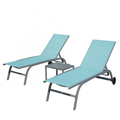 Ensemble de 3 chaises longues d'extérieur
