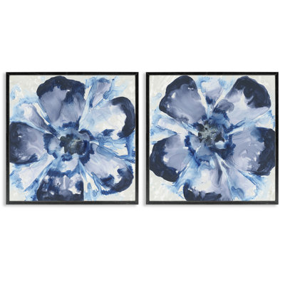 Ensemble de 2 giclées encadrées Blue Glass Blossoms, design par June Erica Vess