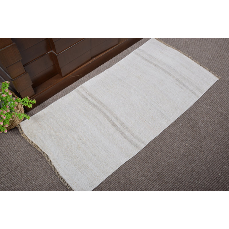 Handwoven Turkish Door Mat in Neutral Shades with Minimalist Bohemian Design for Entryway