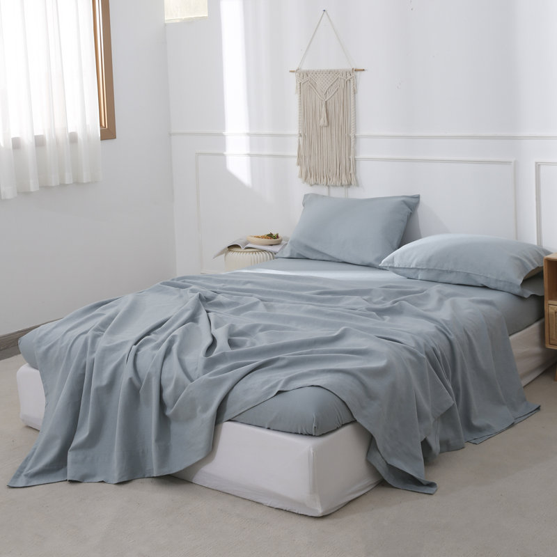 Linen Sheets Set, Full Sheet Set with 2 Pillowcases, Blue