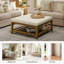 Repose-pieds de cocktail carré en bois massif l 32 po avec tablette de rangement - ivoire -414907689-414907695