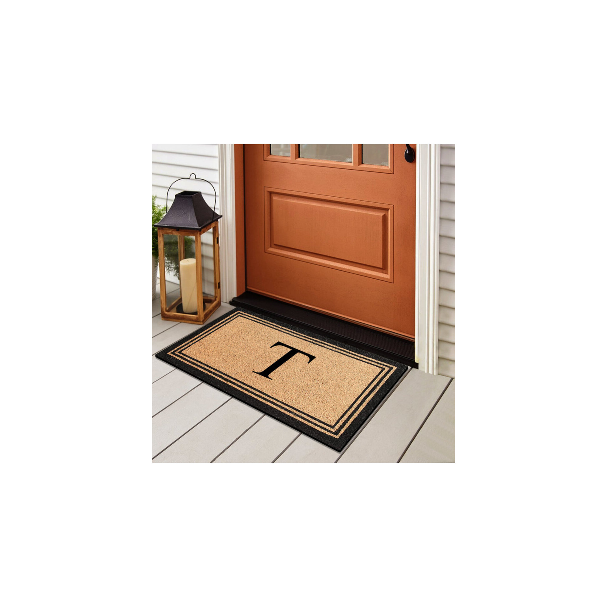 DeHond Pure Natural Coir Non-Slip Outdoor Door Mat, T, 18" X 30"