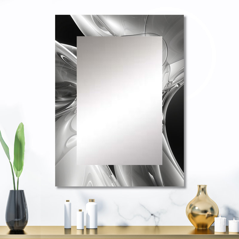 Gris acier noir abstrait Serenade I - miroir décoratif abstrait, miroir mural moderne, impression d'art en métal