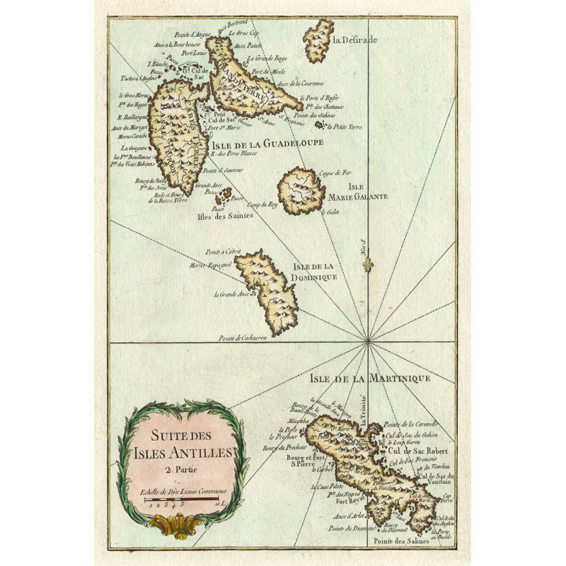 Petite Map Of The Antilles Islands I - Wrapped Canvas Print, 46cm H x 30cm W