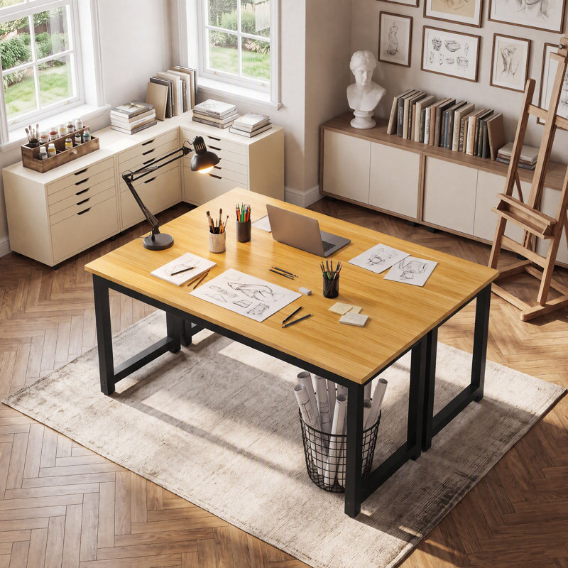 Bureau d'ordinateur 63 ", 63 * 23,6 pouces, Naturel et noir
