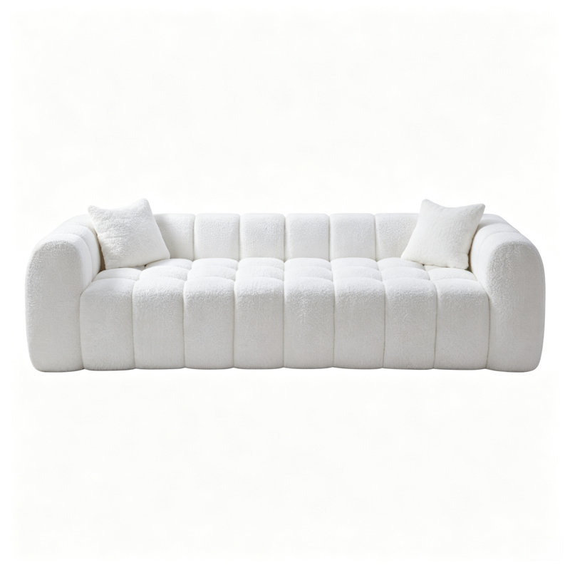 Canapé compressé Marshmallow Cloud, 261 cm (102,7 po) avec 2 coussins, revêtement bouclé doux, aucun assemblage requis, pour salon, chambre, appartement