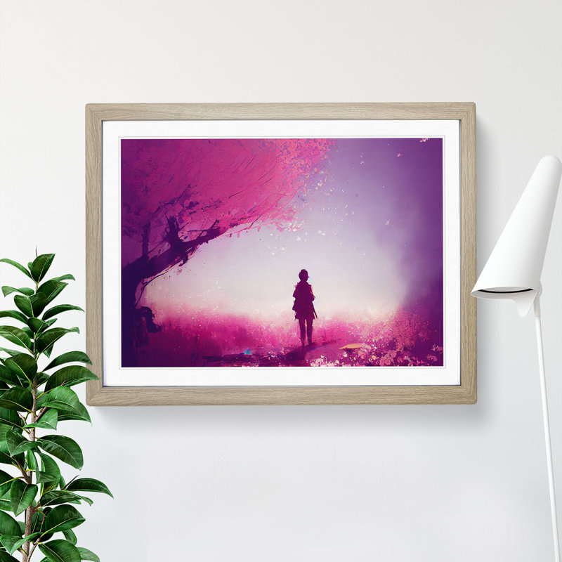 XH1022-6332X Mysterious Cherry Blossom Trees Vol.1 - Single Picture Frame Print, 34cm H x 46cm W, Beige