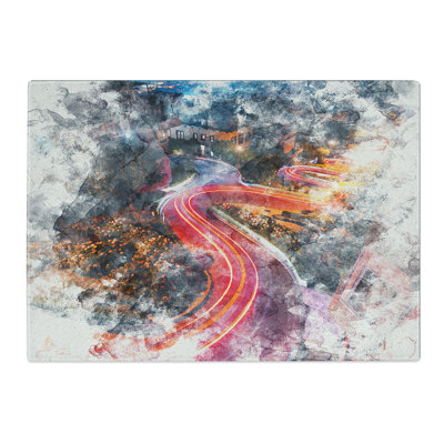 Tempered Glass Top of Lombard Street in San Francisco Watercolour Chopping Board