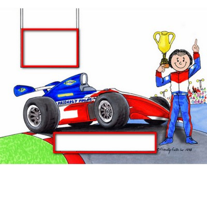 Pilote de voiture de course personnalisé, Indy, H 2,5 po x l 3,75 po x P 1 po, Oui