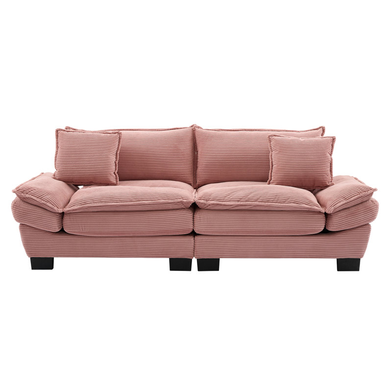 Canapé-lit en velours Corduroy, Rose