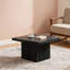 Table basse carrée en bois d'ingénierie noir mat avec base en bloc Mid-Century, 31,5 pouces, pour le salon