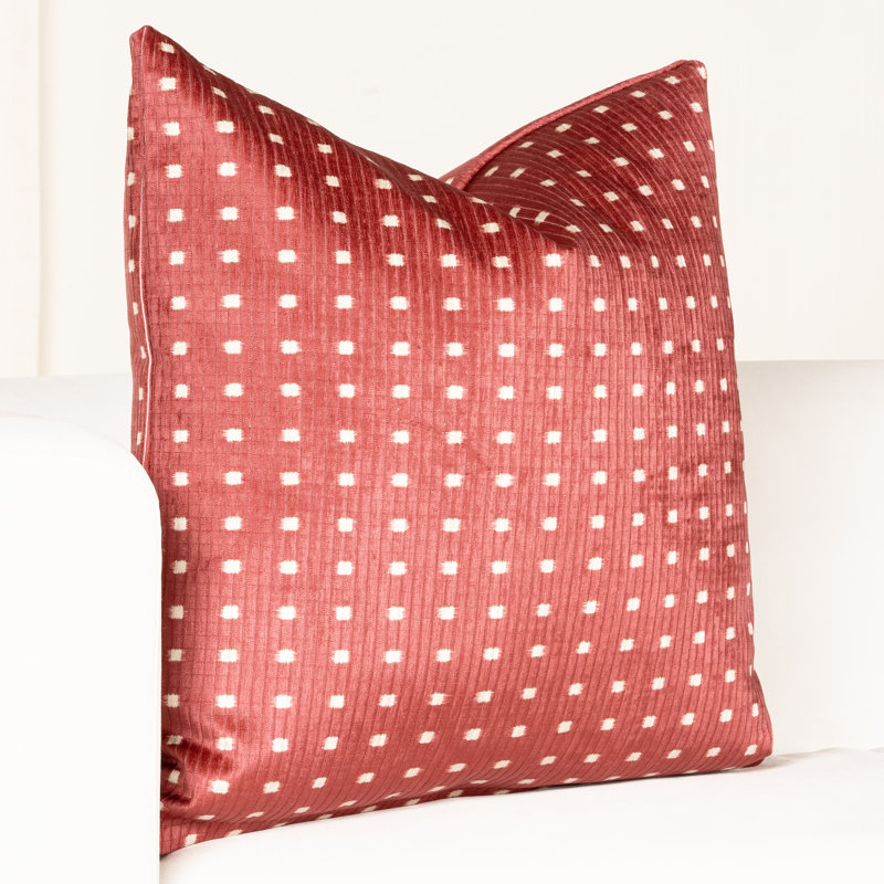 Grid Throw Pillow, Square 20", Feather, Red