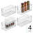 iDesign Narrow Pantry Organizer Bins with Handles - Storage Bin for Cabinets or Fridge- Set of 4 - Clear