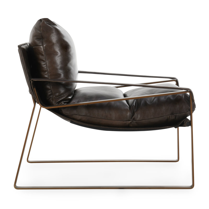 Morgan Accent Chair, Brown Genuine Leather