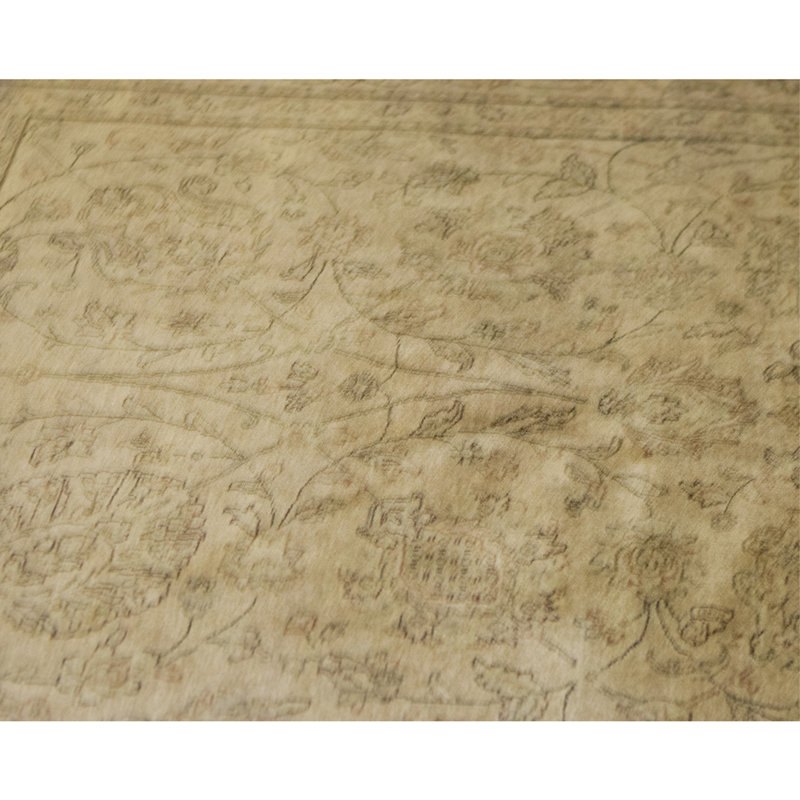Hand Knotted Wool Area Rug in Gold