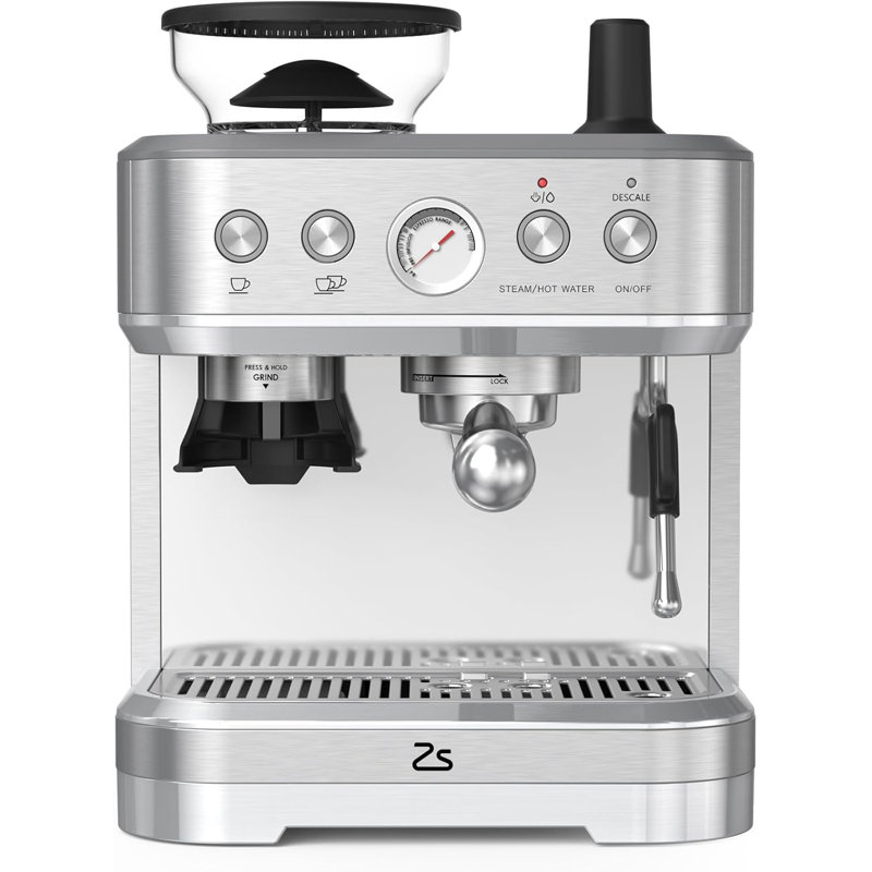 Machine à espresso avec moulin, machine à expresso professionnelle avec buse à vapeur, machine à café au lait avec réservoir d'eau amovible pour la maison, le café, le bar et les moulins à espresso
