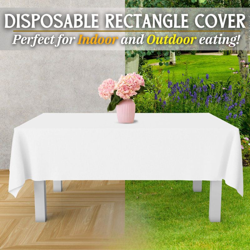 Paquet de 12 nappes jetables en plastique de qualité supérieure de 54 po X 108 po Avec housse de table d'une épaisseur de 0,3 mm - blanc