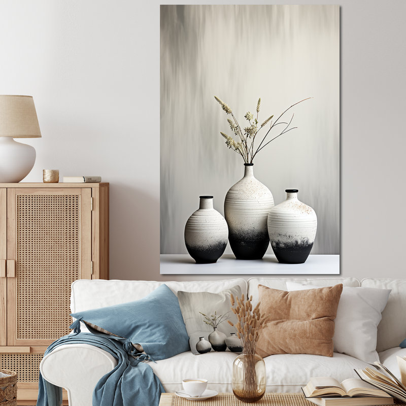 Céramique moderne, poterie 1 - décoration murale bohème, Toile tendue, 32" H x 24" W