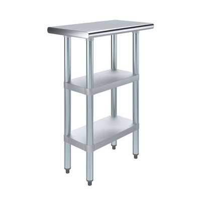 AmGood 18-Gauge Stainless Steel Work Table with 2 Adjustable Undershelves, NSF