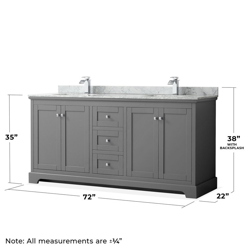 Ensemble de meuble-lavabo double 72 po Avery, Gris foncé, Chrome poli