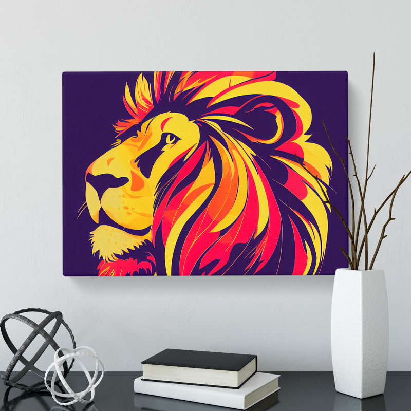 Modern Lion Art Abstract - Wrapped Canvas, 40cm H x 60cm W x 3cm D