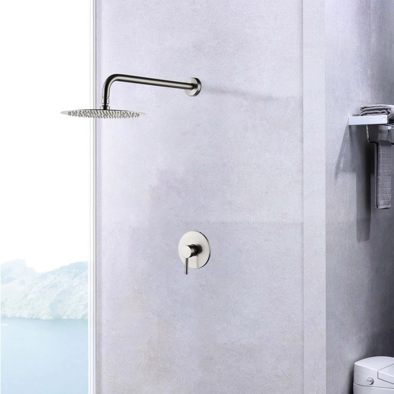 Brushed Nickel Shower Faucet Wall Mounted With Included Valve - Brass Arrangement Robust Object
