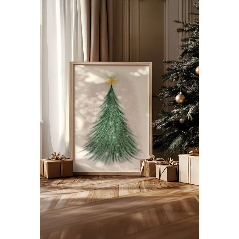 Festive Christmas Decorative Framed Painting, 13.0 x 19.0 inches | 100% Solid Wood Frame (Thickness: 0.8 inches), 100% MDF Artwork | Digital Printing for Vibrant Colors, Perfect Holiday Wall Decor for Home & Office
