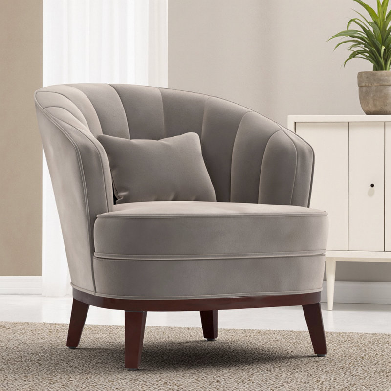 Élégant fauteuil d'appoint en tonneau rembourré Ava, Grey