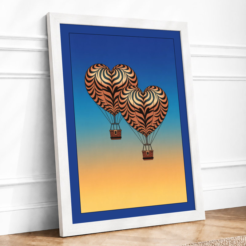 Sunrise Balloons Retro - Framed Print, A3 - 42.0 x 29.7 cm, White