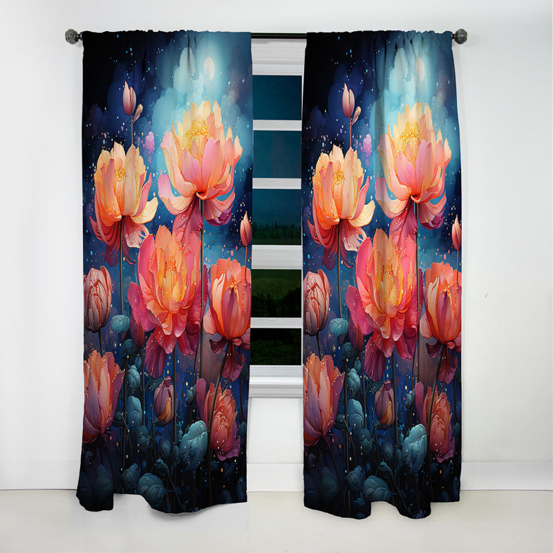 Teardo - Rideau occultant floral tulipes - 1 panneau, L 52 po x L 95 po