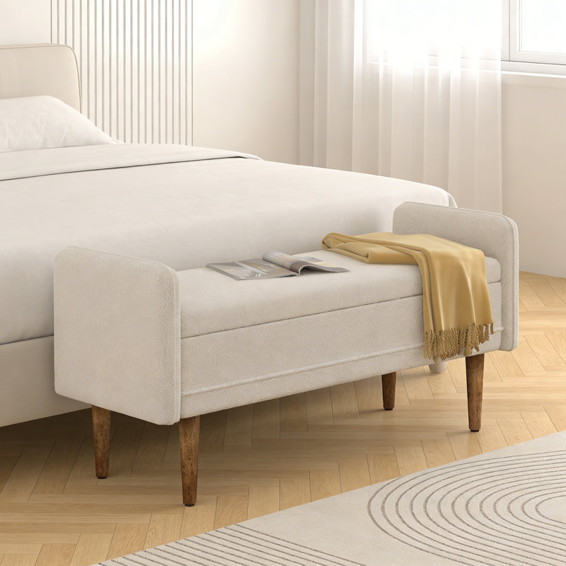 Banc de rangement rembourré, Beige