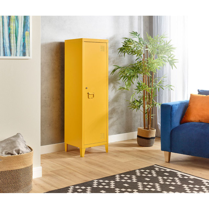 Metal, Mizintceva Locker Storage Cabinet Retro Industric Shoe Rack, Yellow