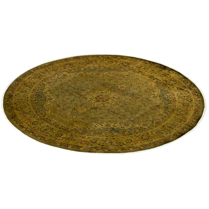 Handmade Gold Wool Round Area Rug 6'2" x 6'4"