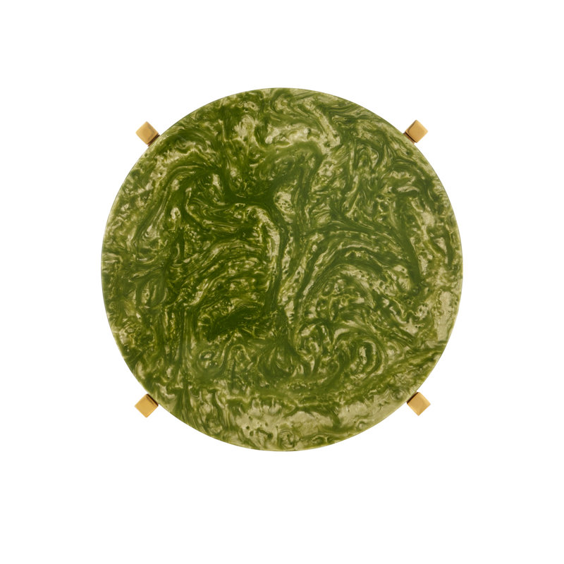 Rina End Table, Green/Brass