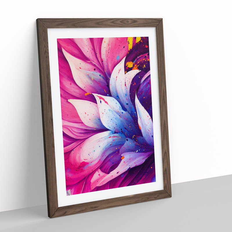 Flower No.5 - Single Picture Frame Print, 34cm H x 25cm W x 2cm D, Walnut