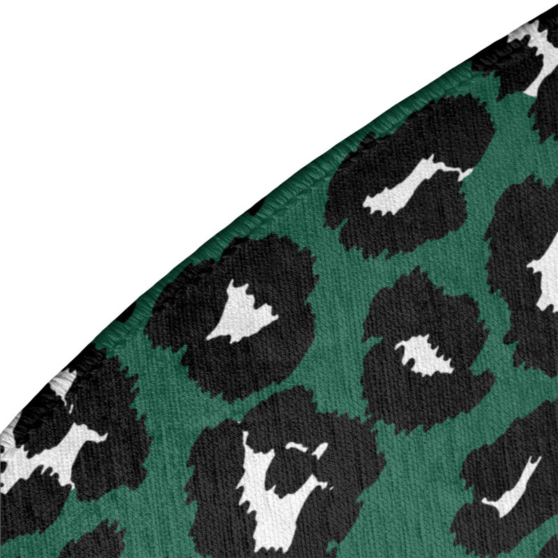 Vert imprimé animal/noir/Tapis décoratif blanc, Rectangle 4 pi x 6 pi