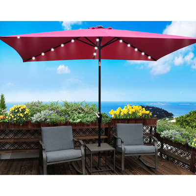 Parasol de terrasse solaire à DEL 10 x 6,5 pi à manivelle, couvercle à inclinaison contrôlée pour rehausser votre cour arrière, votre jardin, votre piscine et votre piscine