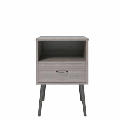 Nightstand,Modern Bedside Table with Storage Drawer and Open Wood Shelf, for Living Room, Bedroom and Small Spaces, Accent Night Stand, Easy Assembly