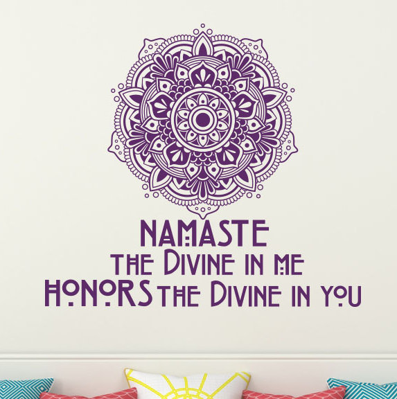 Namaste Text & Numbers Non-Wall Damaging Wall Decal, Violet
