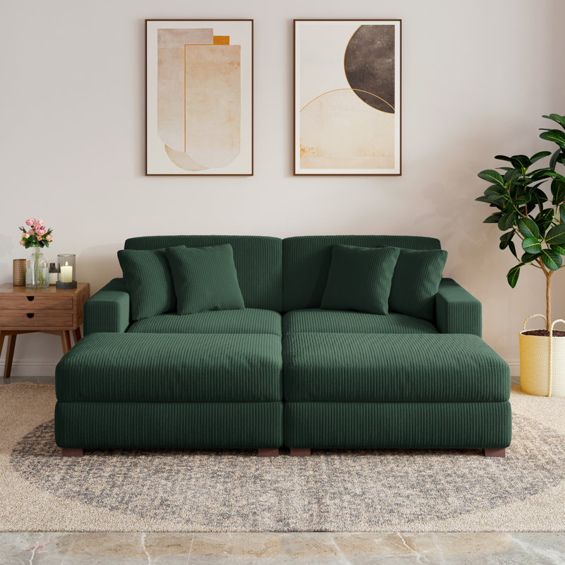 Milbrey 210.1Cm Square Arms Sleeper, Hunter Green