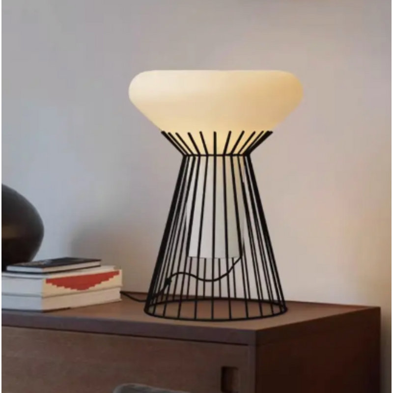  Lampe de table Vortex avec abat-jour en verre givré et base en métal | Lampe de table moderne de 50 cm