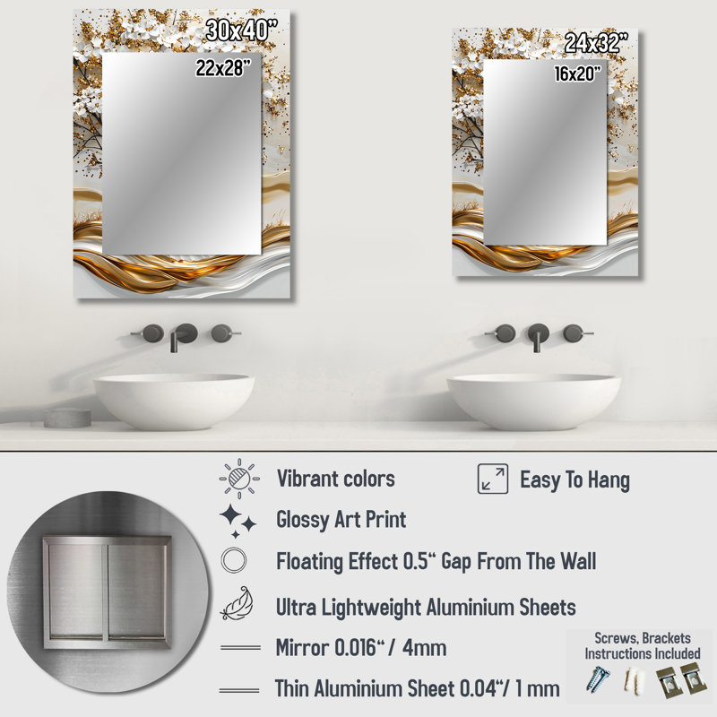 Gold African Woman Silhouette Basswoo II - Amercian Basswood Mirror, Gold Decorative Wall Mirror, Printed Metal Art